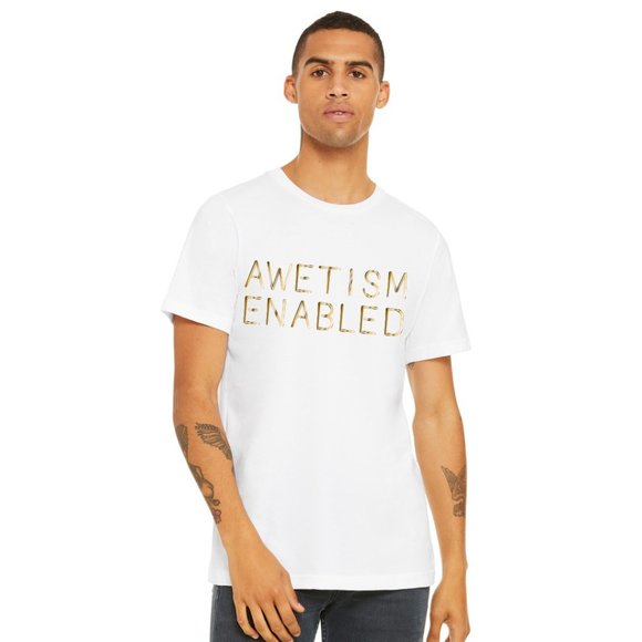 AWETISM ENABLED T-Shirt Men's Unisex Autism Support Awareness White  AWE3001-100 - Picture 3 of 9